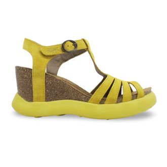 FLY London GAIT959FLY Suede Womens Heels Sandals - Yellow - Size:UK 5