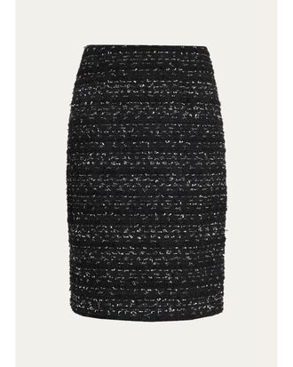 Teri Jon Metallic Tweed Knee-Length Pencil Skirt