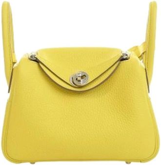 Herm&egrave;s Pre-owned Mini Lindy - Dames - Vintage Handtas - Geel - ONE Size - Leer - Vintage