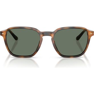 Brooks Brothers 53mm Irregular Sunglasses in Warm Tortoise /Green at Nordstrom
