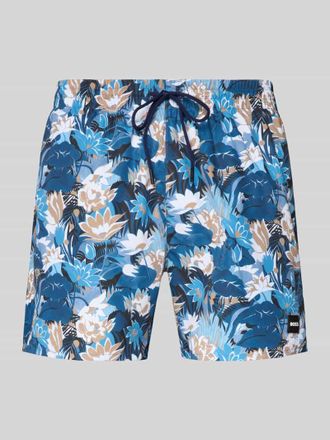 HUGO BOSS Regular Fit Badeshorts mit Allover-Muster Modell PIRANHA in Hellblau, Gr&ouml;&szlig;e XXL