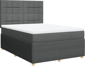 vidaXL Cama Box Spring Con Colch&oacute;n Tela Gris Oscuro 140x200 Cm Vidaxl