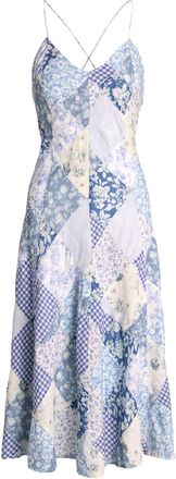 Polo Ralph Lauren sleeveless patchwork midi dress - women - Linen/Flax/Cotton - 6 - Blue