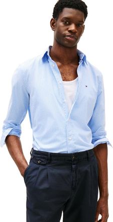 Tommy Hilfiger Long Sleeve Poplin Regular Fit, Mens Button Down Shirts, Also Available in Big and Tall, Sweet Blue / Optic White Gingham, XL