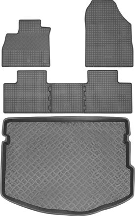 OEM Renault Scenic Iv Minivan De 2016 Set - Alfombrillas De Goma Para Coche + Alfombrilla Para Maletero