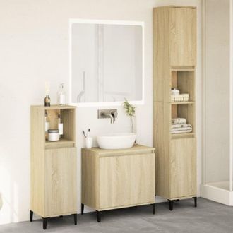 vidaXL Vidaxl - Set De Muebles De Ba&ntilde;o 3 Pzas Madera Contrachapada Roble Sonoma