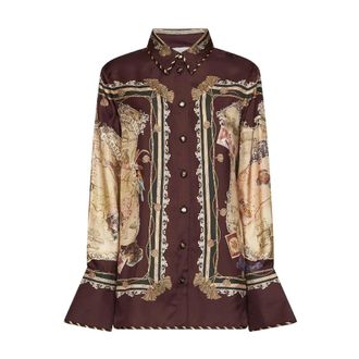 Zimmermann Valiant Twill Shirt - Dames - Blouses & Shirts - Veelkleurig - Maat: XL Zijde