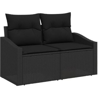 vidaXL Sof&aacute; De Jard&iacute;n Con Coj&iacute;n Negro 123 X 62 X 69cm Rat&aacute;n Sint&eacute;tico Vidaxl