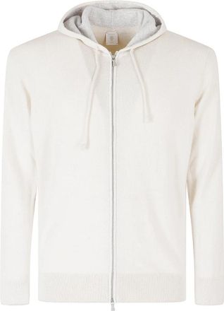 Eleventy Maglia Full Zip Cappuccio - Heren - Cashmere truien - Beige - M - Truien & Vesten