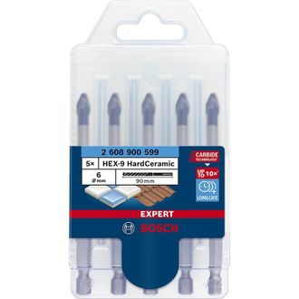 Bosch Professional 5 Piezas Set De Brocas Expert Hex-9 Hardceramic (para Tejas, Baldosas, &Oslash; 6 Mm, Accesorios Taladro De Impacto Rotativo) - Bosch