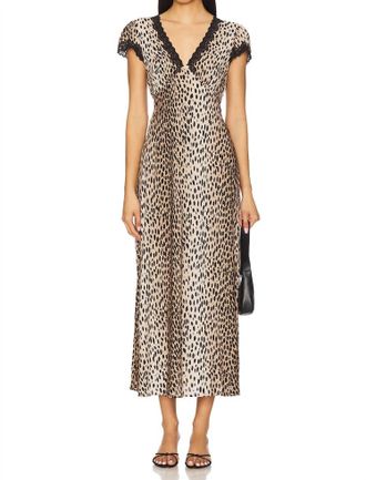 Rixo Clarice Midi Dress In Antelope Spot Black