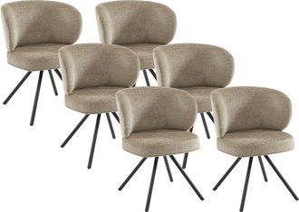 Vente-Unique Conjunto de 6 sillas giratorias de tela texturizada y metal negro - Topo - LYARO