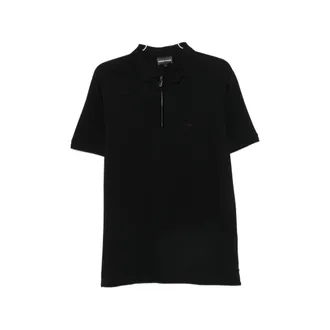 Emporio Armani Zip-fastening Logo-patch Polo Shirt