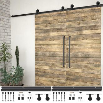Berkfield Home Sliding Door Hardware Kits 2 pcs 200 cm Steel Black