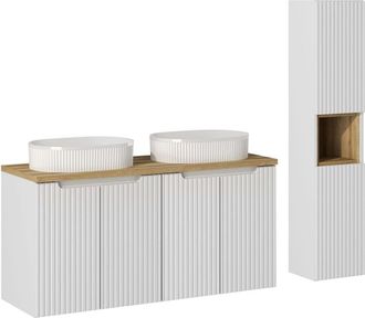 Petits Meubles Conjunto de muebles doble lavabo paneles de melamina y mdf blanco