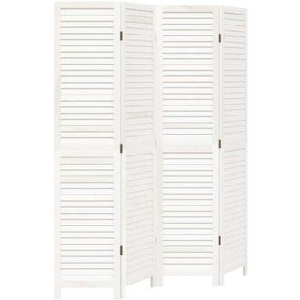 vidaXL Room Divider 4 Panels White Solid Wood Paulownia vidaXL
