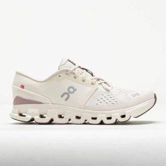 On Womens Cloud X4 Running Shoes In Ivory/heron