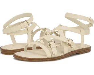 Nine West Rulen Sandals M Cream Faux Leather Ankle Strap HTAT734