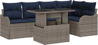 vidaXL Conjunto De Comedor 6 Uds. Gris Polirat&aacute;n Vidaxl