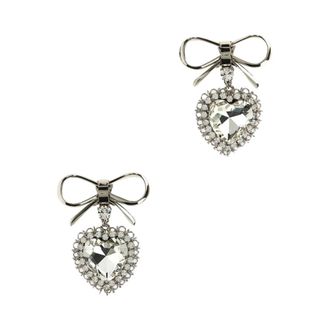 Alessandra Rich Crystal Heart Earrings