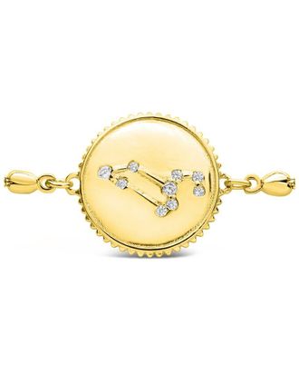 Sterling Forever 14K Over Silver Cz Leo Disc Bolo Bracelet