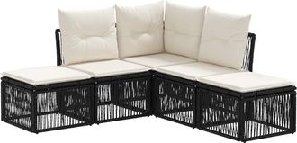 vidaXL Conjunto De Sof&aacute;s De Jard&iacute;n 5 Uds. Negro Rat&aacute;n Sint&eacute;tico Vidaxl