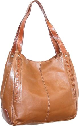 Nino Bossi Whipstitch Leather Satchel in Cognac