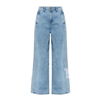 adidas Adibreak Mid-Rise Wide-Leg Denim Broek - Dames - Loose Fit Jeans - Blauw - W26 L32 - Denim - Jeans