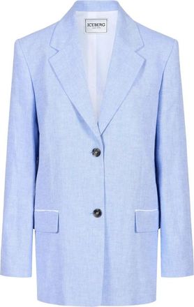 Iceberg Relaxed Fit Single-Breasted Jacket - Dames - Blazers - Blauw - XS - Linnen - Jassen