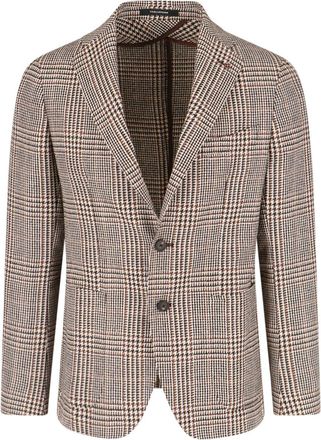 Tagliatore Beige Pied De Poule Wool-Blend Blazer