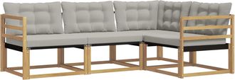 vidaXL Conjunto De Sof&aacute;s De Exterior 4 Uds. Blanco Y Gris Claro Vidaxl
