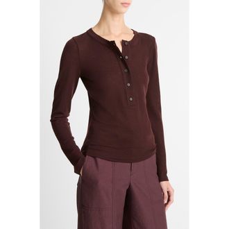 Vince Merino Wool Henley in Cherry Night at Nordstrom Rack, Size Xx-Small