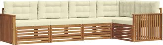 vidaXL Conjunto De Sof&aacute;s De Exterior 5 Uds. Natural Y Crema Vidaxl