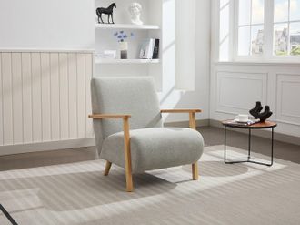 Vente-Unique Poltrona in Tessuto Grigio e Legno - JULOMO