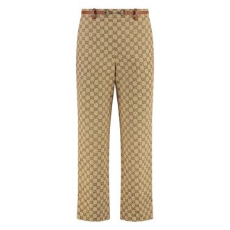 Gucci Straight Trousers, female, Brown, XS, GG Fabric Trousers
