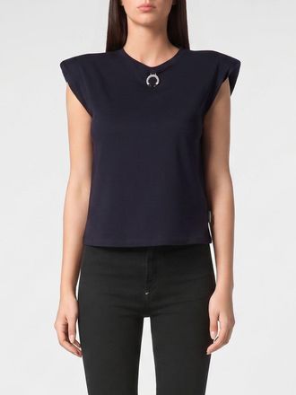 Philipp Plein Jersey Tank Top with Crew Neck and Padded Shoulders
