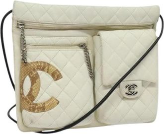 Chanel Pre-owned Leather chanel-bags - Dames - Vintage Schoudertas - Wit - ONE Size - Leer - Vintage