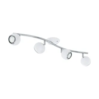 Loops Flush 4 Spots Ceiling Light Colour White Chrome Shade Bulb GU10 4x3W Incl