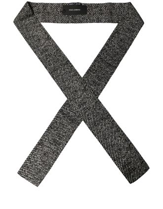 Dolce & Gabbana Herringbone Tweed Silk Scarf - Black