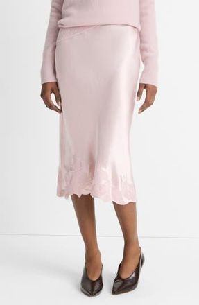 Vince Asymmetric Hem Satin Slip Skirt in Orchid Stone at Nordstrom Rack, Size Small