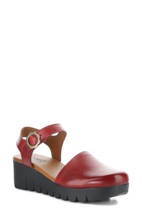 FLY London Vizi Ankle Strap Platform Wedge Clog in Red at Nordstrom, Size 10-10.5Us