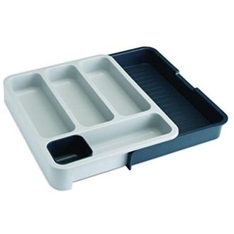 Joseph Joseph Joseph&joseph - Joseph Joseph DrawerStore - Vassoio portaposate espandibile, organizer per cassetti, organizzazione della cucina, grigio
