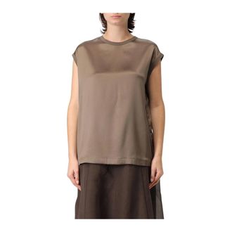 Brunello Cucinelli Brunello Cucinelli, Blouses, female, Brown, Size: XS Sleeveless Blouse