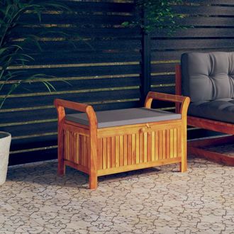 vidaXL Patio Storage Bench with Cushion 35.8 Solid Wood Acacia