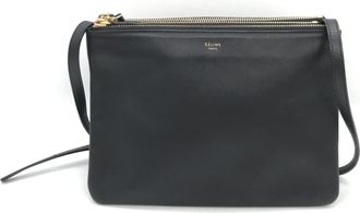 Celine Trio Black Leather Shoulder Womens Bag (Pre-Owned)