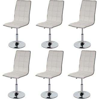 Hhg [NON UTILIZZATO] Set 6x sedie soggiorno eleganti HHG-834 design moderno ecopelle sala pranzo bianco
