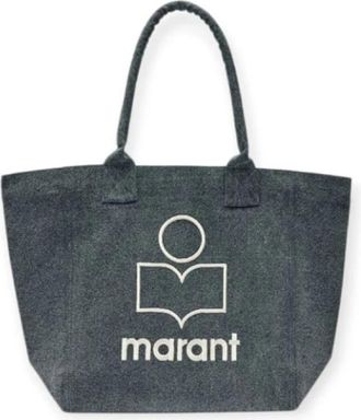 Isabel Marant Canvas tote tas met geborduurd logo - Dames - Shoppers - Zwart - ONE Size - Katoen - Tassen