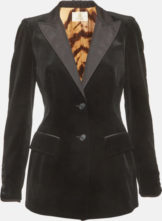 Roberto Cavalli Black Velvet And Cotton Tuxedo Jacket