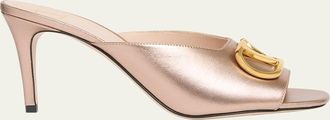 Valentino Garavani 80mm VLogo Signature Metallic Leather Mule Pumps