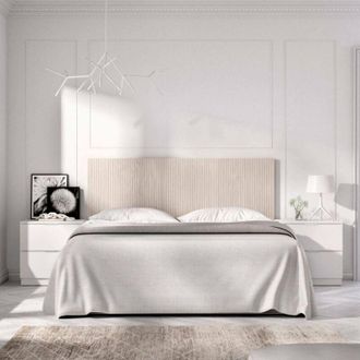 Dmora Cabecero De Cama Cavallazza, Atr&aacute;s, Cabecero De Dormitorio, Reposacabezas, 259x34 H106 Cm, Blanco Y Roble - Dmora